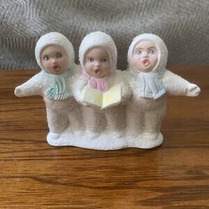 Vintage Sugared Snowbabies Figurine Winter Carolers Glitter bisque